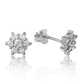 Boucles d'oreilles à tige en argent avec fleurs